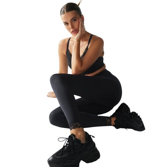 Savage X Fenty NWT Hotline Lace-Trimmed High-Waist Legging, Black Caviar 2X - Picture 12 of 13